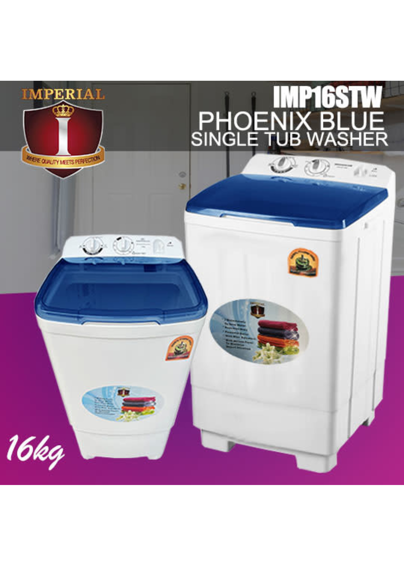 Imperial IMP17STW-PHOENIX-S IMPERIAL WASHER SINGLE TUB--PRADO--PHOENIX