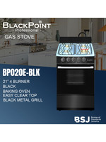 Blackpoint elite BP020E--BLK BLACKPOINT STOVE--4 BUR 21""-- BLACK STEEL BUERO REGULAR