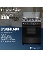 Blackpoint elite BP030E-BLK-LUXUARY BLACKPOINT STOVE--5 BUR 30""-- BLACK LUXUARY THICKK