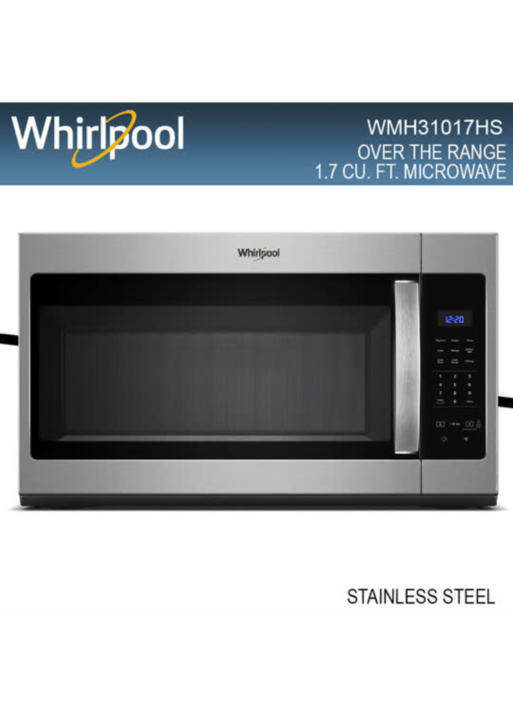 WHIRLPOOL RANGE TOP WMH31017HZ SILVER MICROWAVE SKKY TECHNOLOGIES