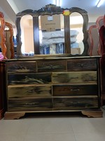 9 DRAW DRESSER  TRIPLE MIRROR (MAHOE) LUX