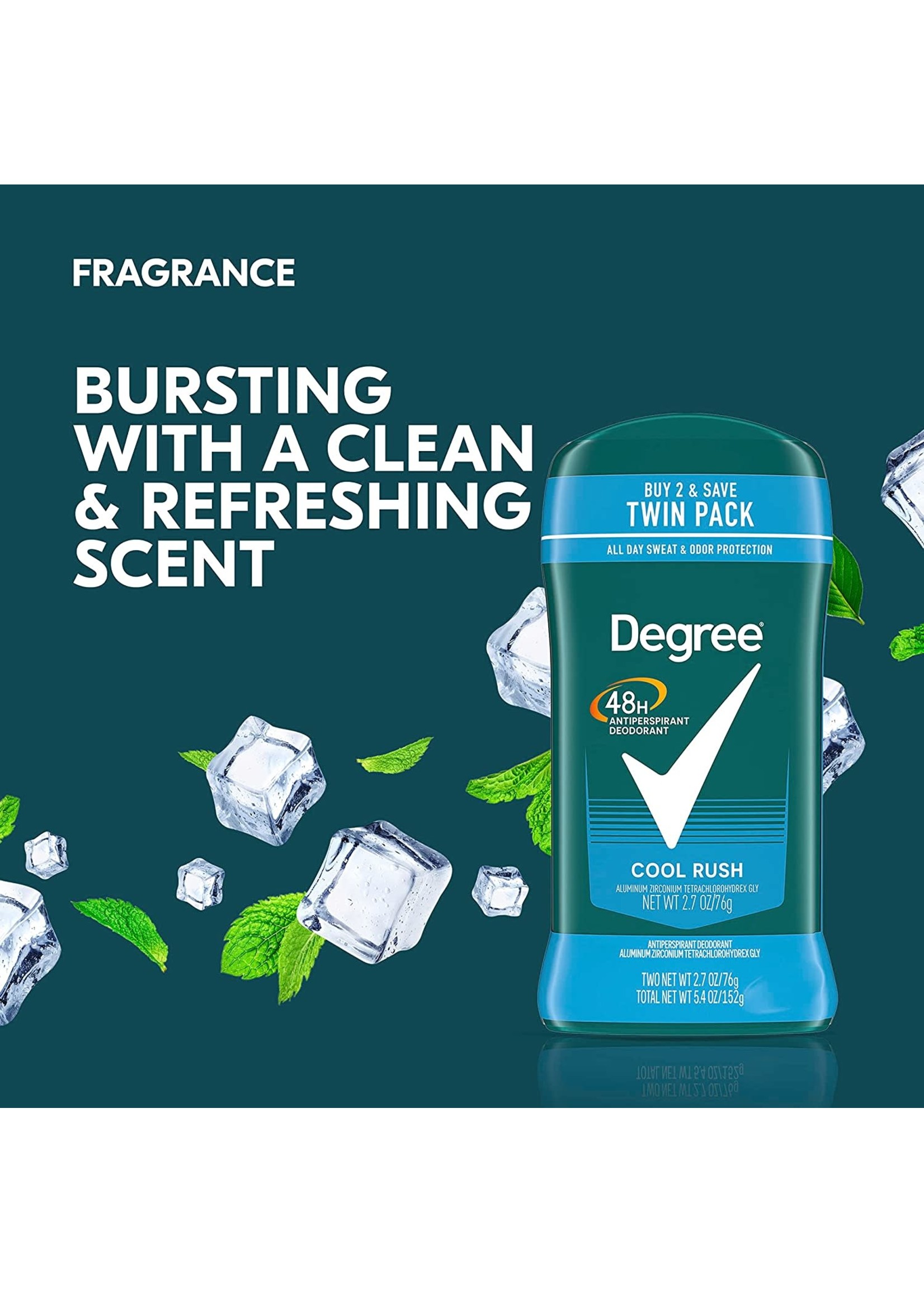 Degree DEGREE 48H ANTIPERSPIRANT DEODORANT COOL RUSH 2.7 OZ (76G)