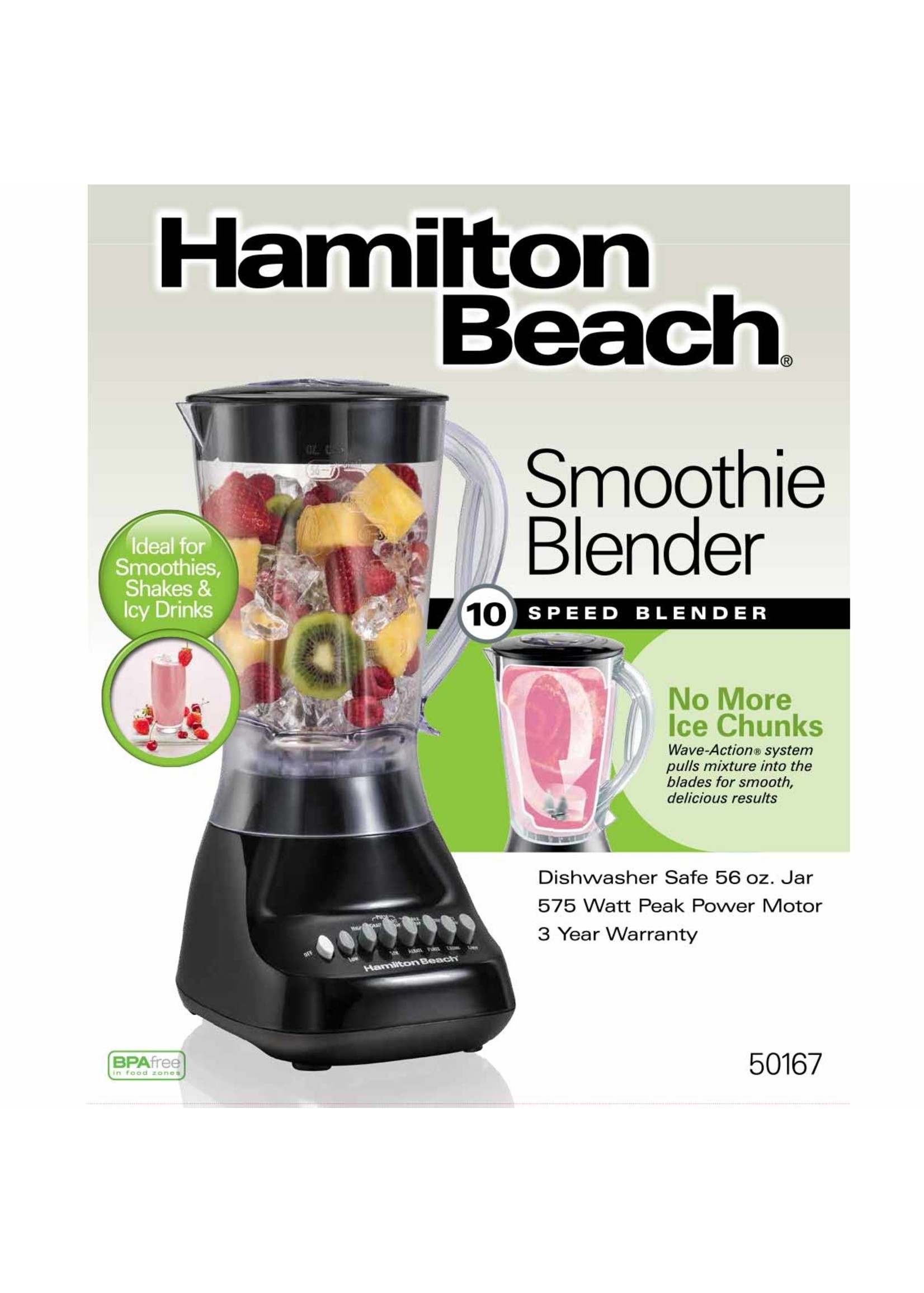 HAMILTON BEACH SMOOTHIE BLENDER 50167 575 WATTS