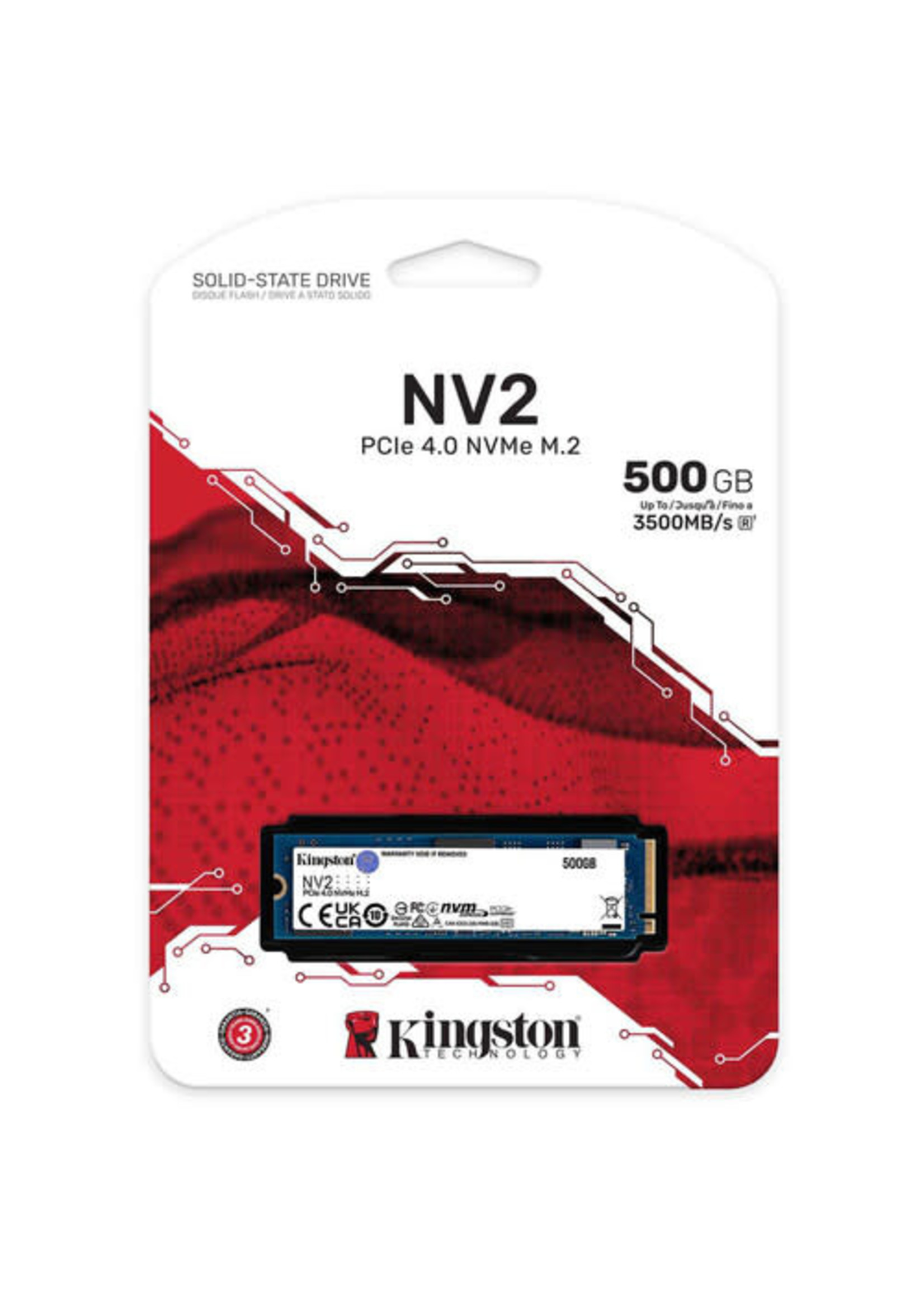 Kingston NV2 - SSD - 500 GB - internal - M.2 2280 - PCIe 4.0 x4 (NVMe) HARDDRIVE