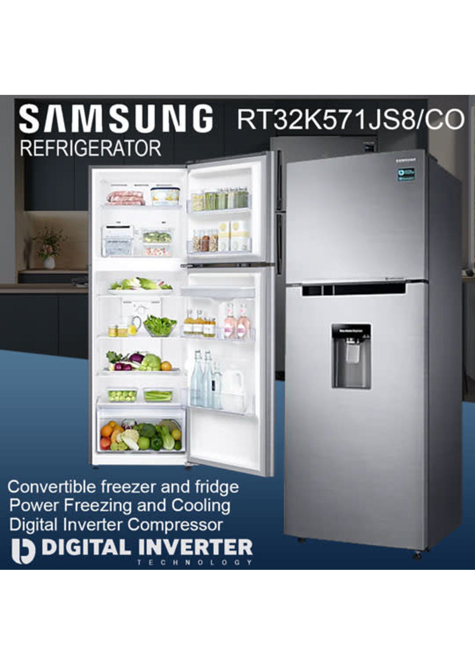 Samsung RT32K571JS8 SAMSUNG INVERTER / TITANIUM--INOX NEW / WATER DISPENSER