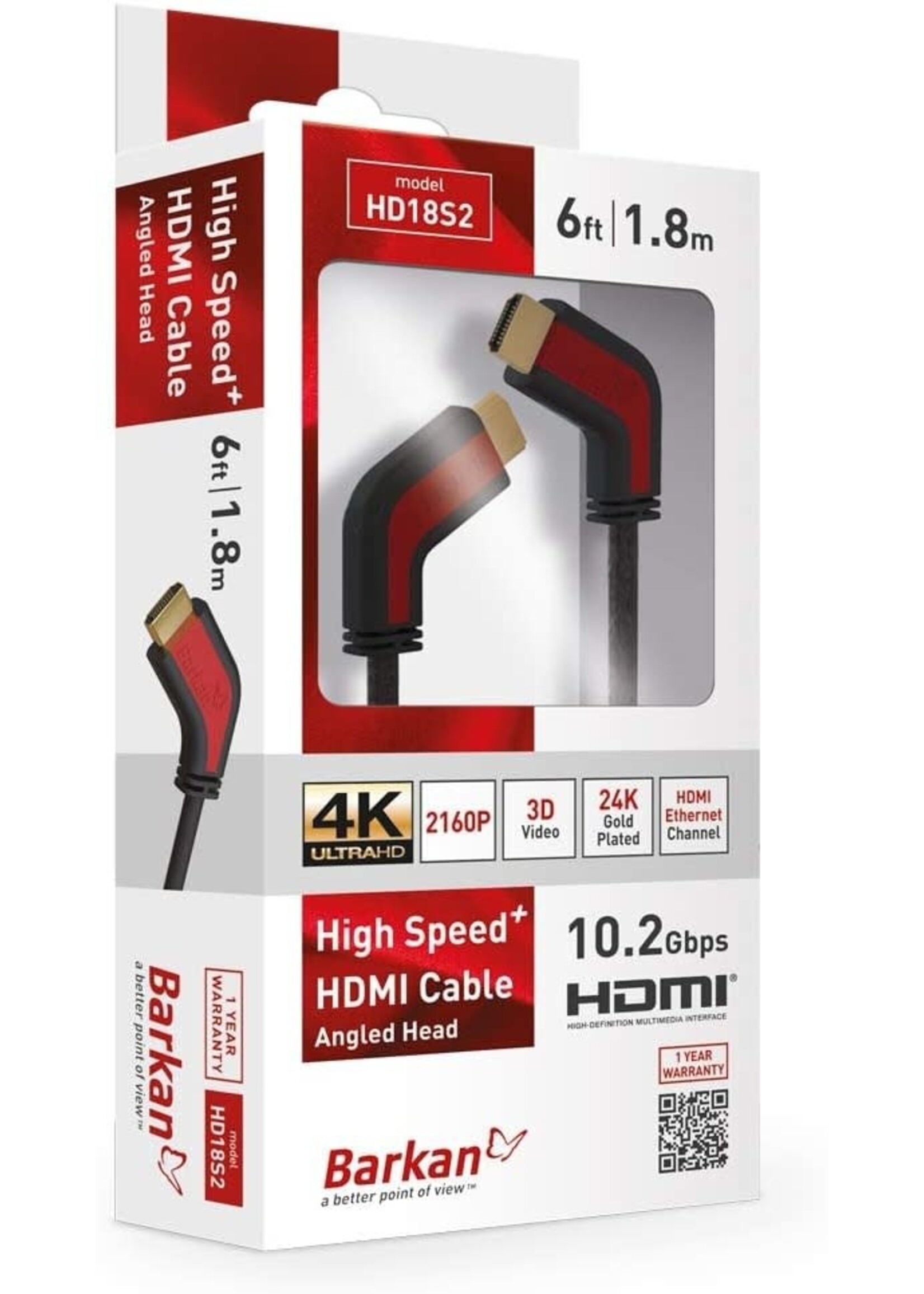 HD18S2 BARKAN HIGH SPEED HDMI CABLE  10.2GBPS 6FT/1.8