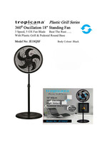 JE18QSF TROPICANA 18" 3 SPEED OSCILLATING STANDING FAN WITH PLASTIC GRILL & PEDESTAL ROUND BASE