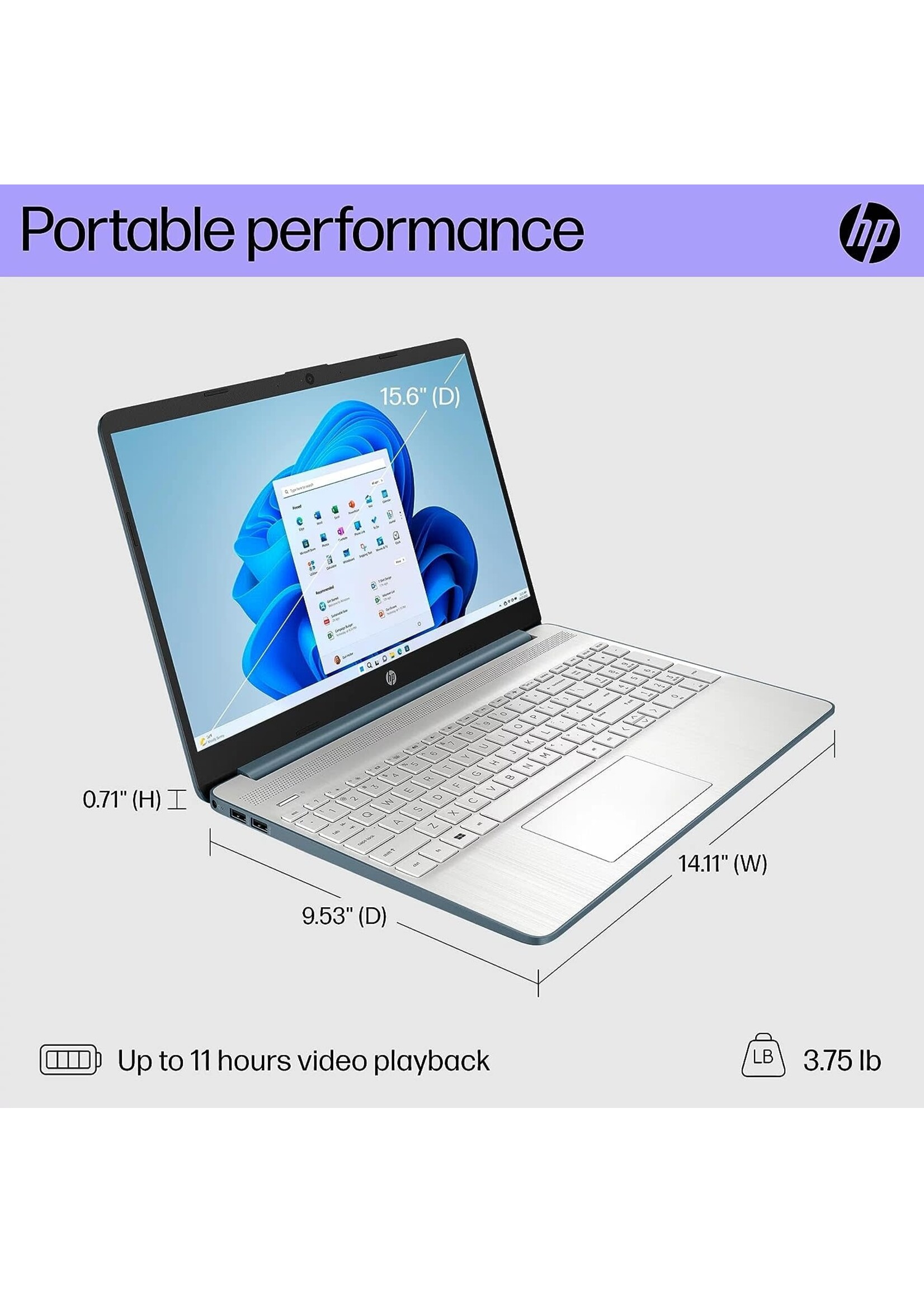 Hp HP LAPTOP 15-DY2792WM INTEL CORE i3-1115G4 256GB SSD, 8GB DDR4 SDRAM, 15.6" HD LED DISPLAY