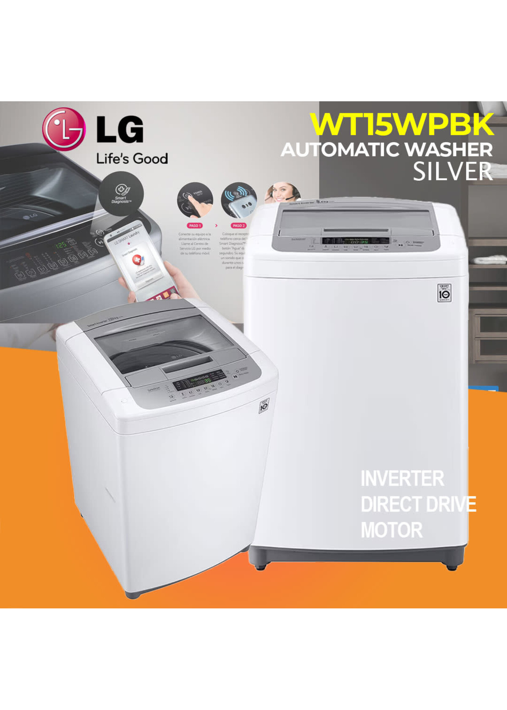 LG WT15WPBK LG WASHER --15KG --50 HZ --HUGE SMART INVERTER