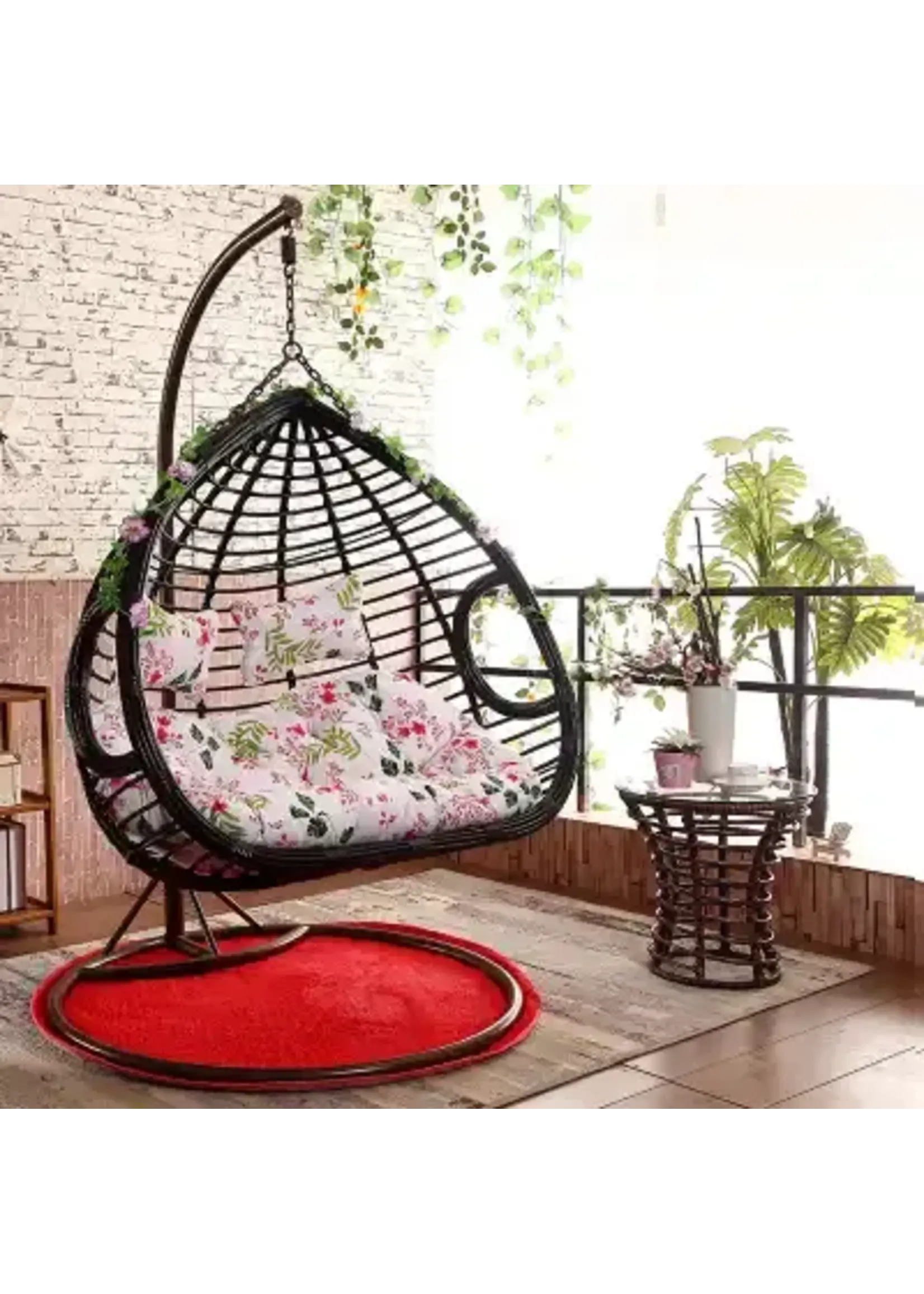 JDN 03 Waterproof outdoor rattan swing chair garden double hanging chair