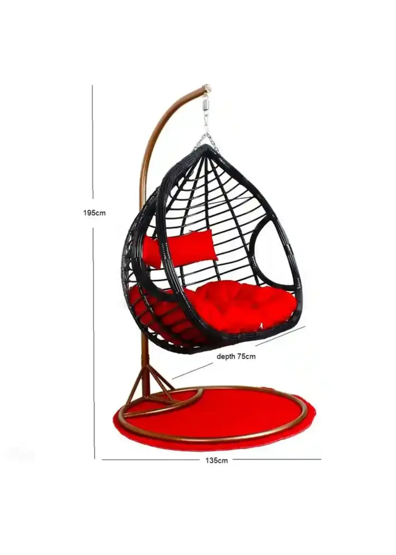 JDN 03 Waterproof outdoor rattan swing chair garden double hanging chair