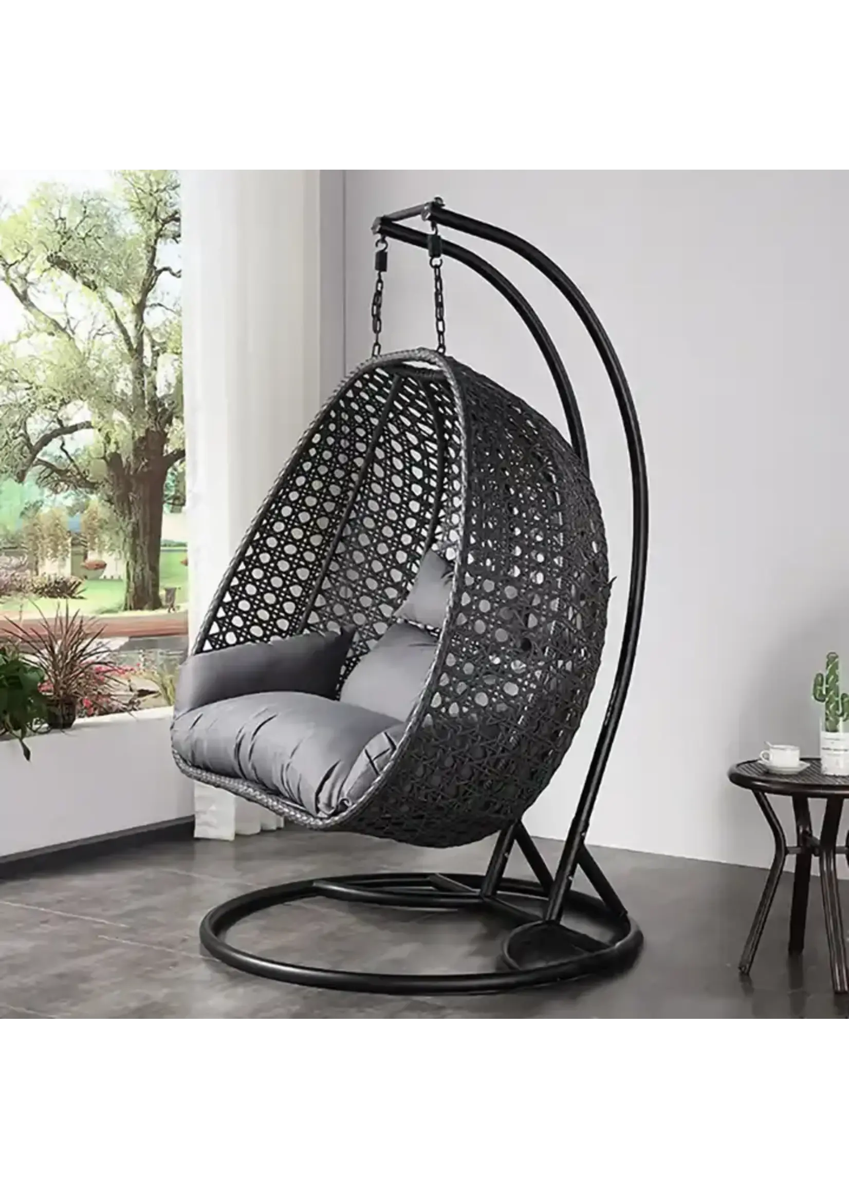 JDN 04 Waterproof outdoor rattan swing chair garden double stick hanging chair