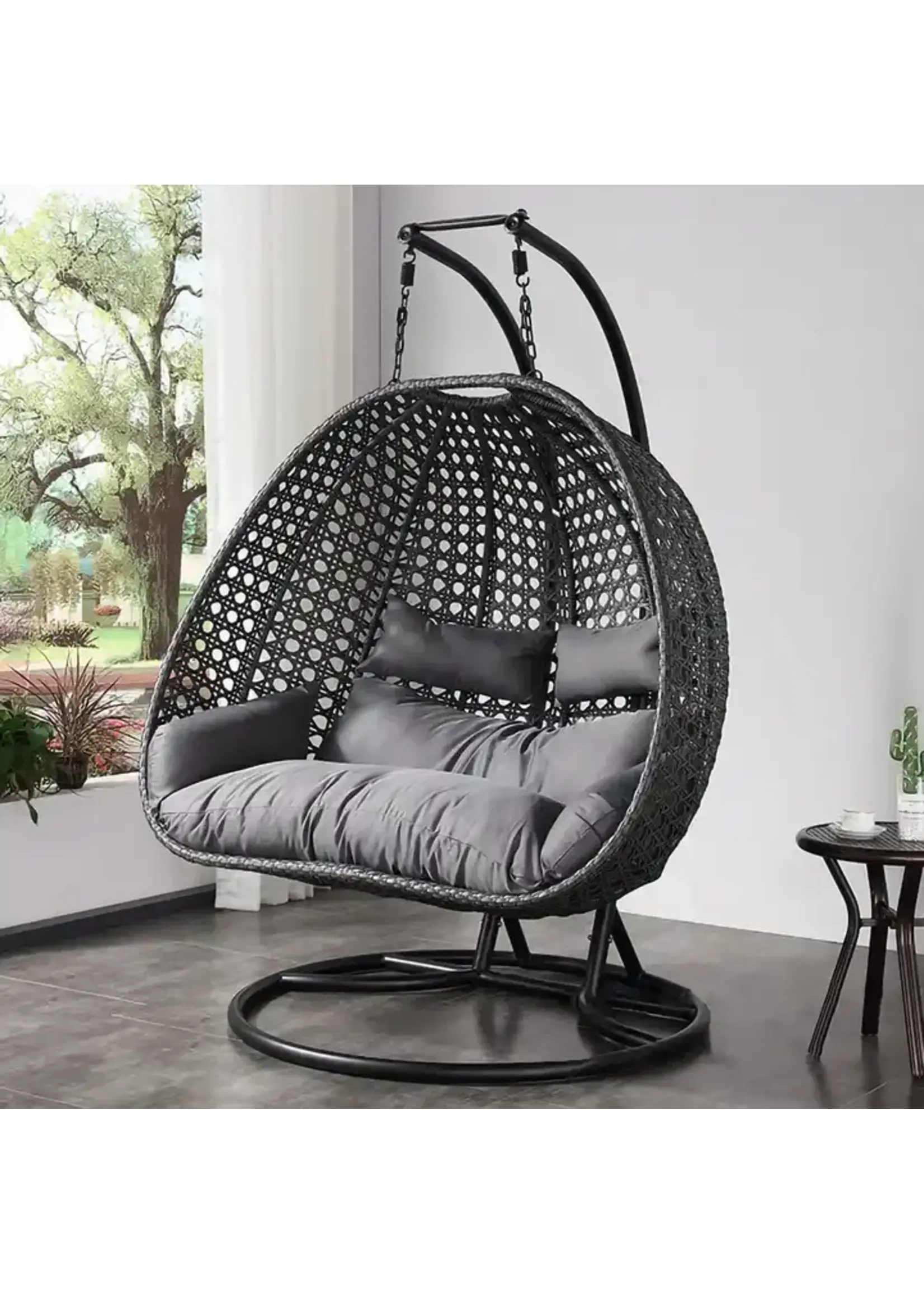 JDN 04 Waterproof outdoor rattan swing chair garden double stick hanging chair