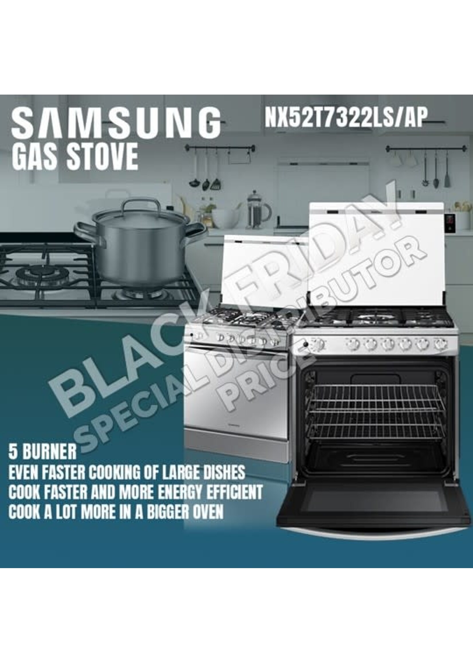 Samsung NX52T7322LS/AP SAMSUNG GAS STOVE -- 5 BURNER -- TOP A TOPP MODEL