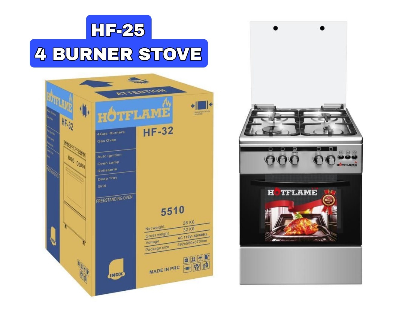 HF24 HOTFLAME 4 BURNER GAS STOVE SKKY TECHNOLOGIES & APPLIANCE LIMITED