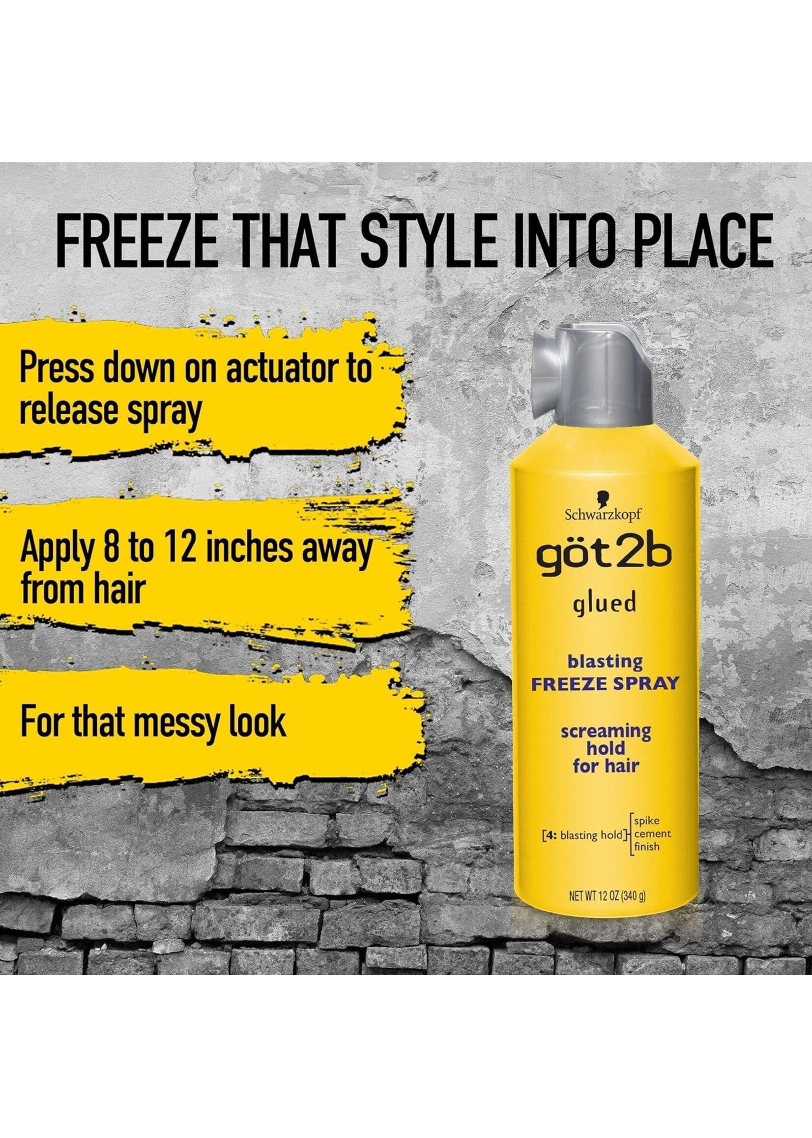 GOT2B Schwarzkopf Got2b Glued Blasting Freeze Hairspray, 12 oz