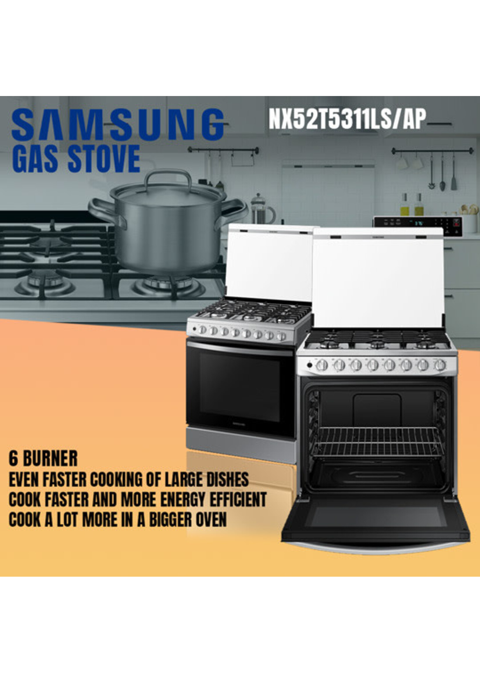 Samsung NX52T3310LV/AP SAMSUNG GAS STOVE --6 BURNER HIGH END MODEL