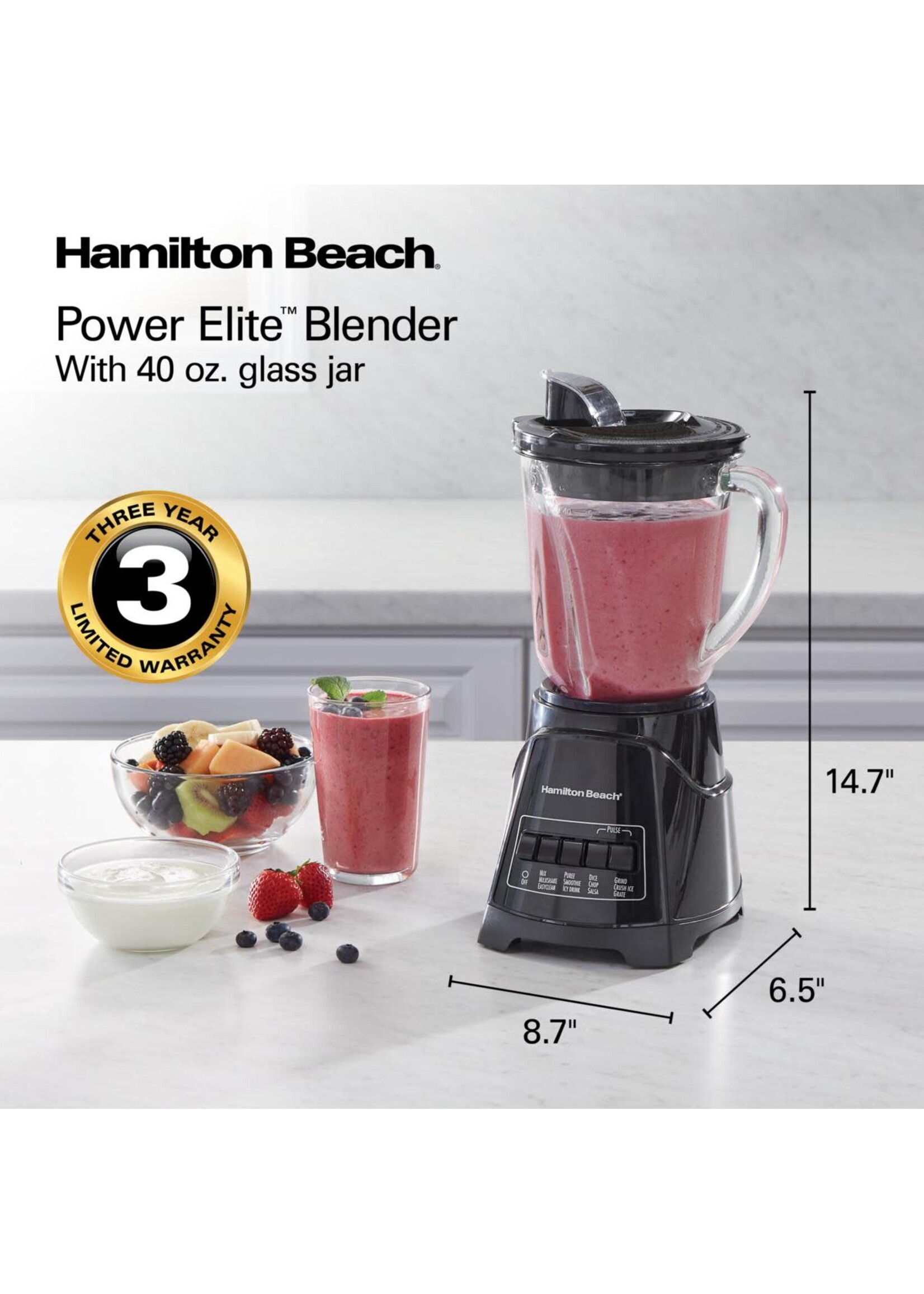 HAMILTON BEACH MULTI-FUNCTIONAL GLASS JAR BLENDER 58146 HB-58146 / 58148