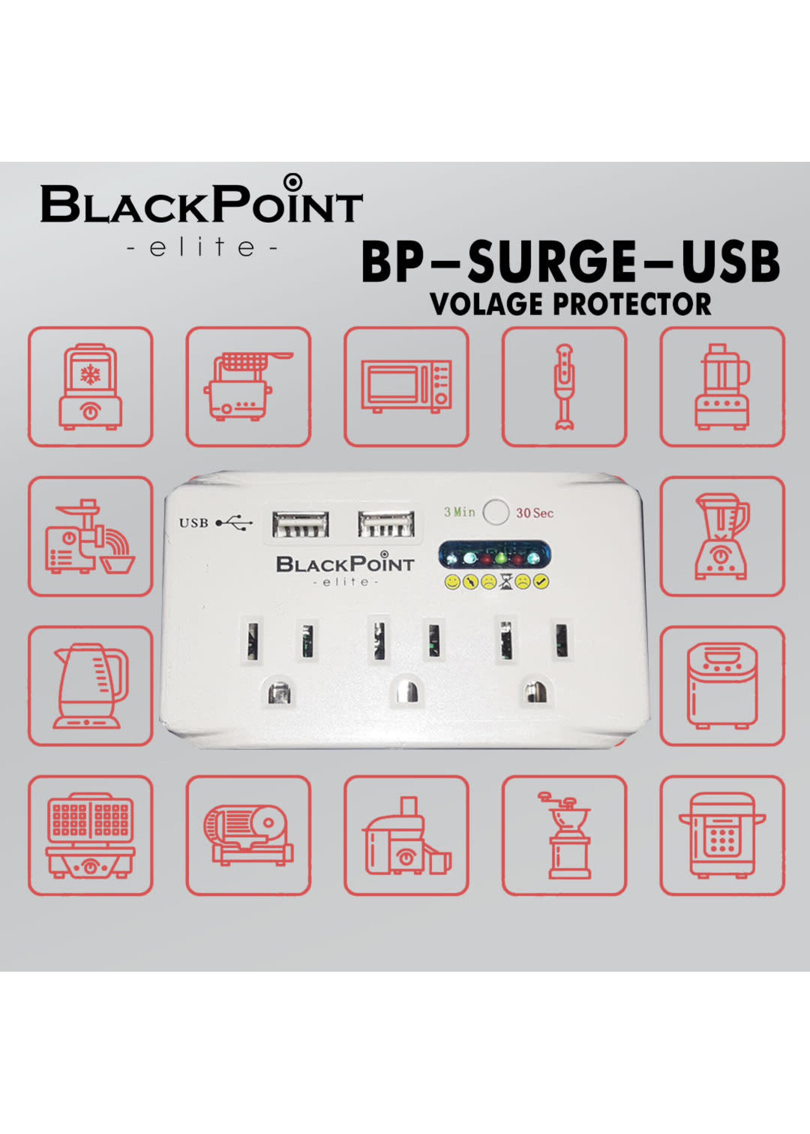 Blackpoint elite BP-SURGE-USB BLACKPOINT SURGE PROTECTOR    WITH 2 USB