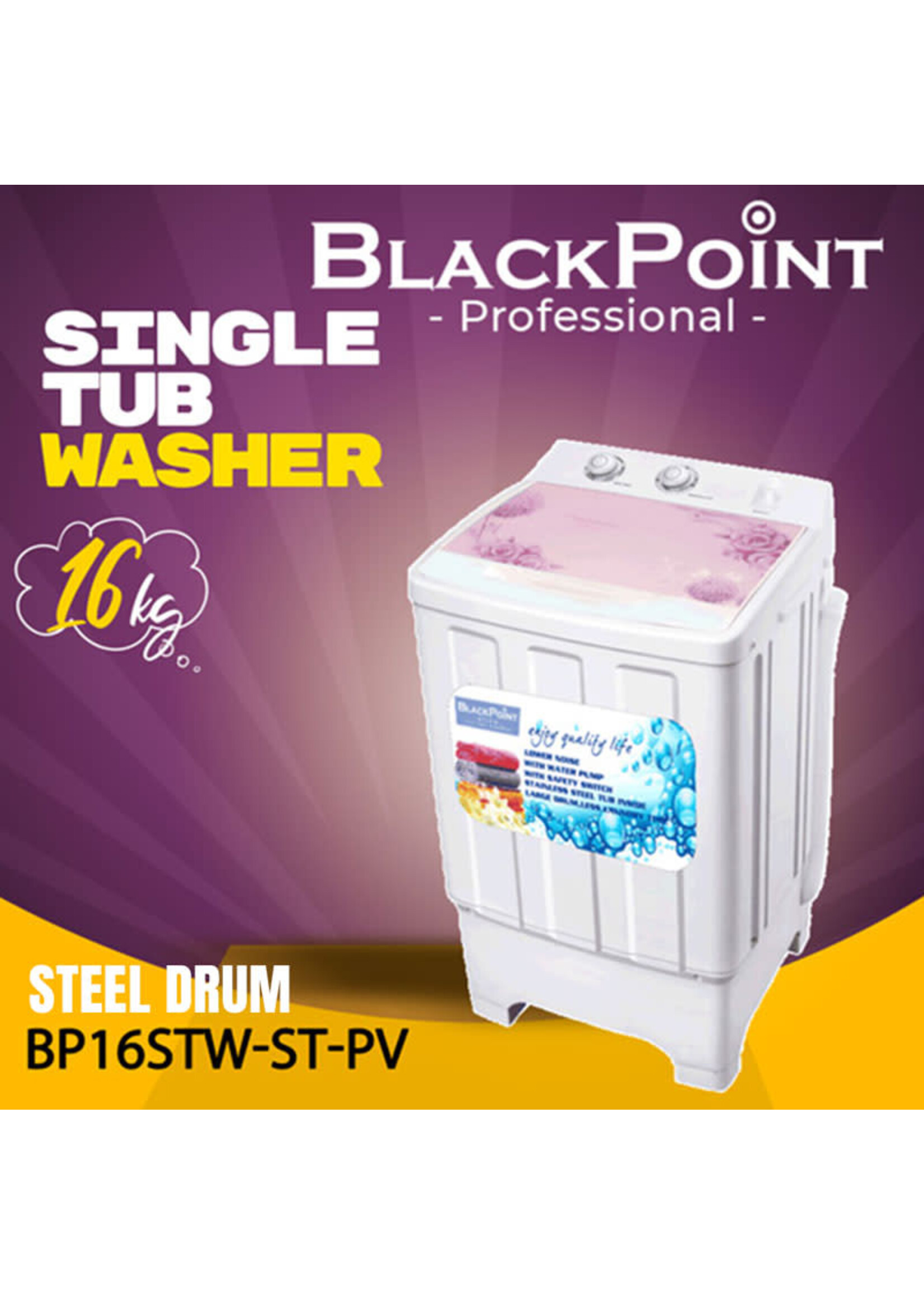 Blackpoint elite BP16STW-ST-PV BLACKPOINT 16KG-SINGLE TUB-PURPLE VELVET--ISHTEEL