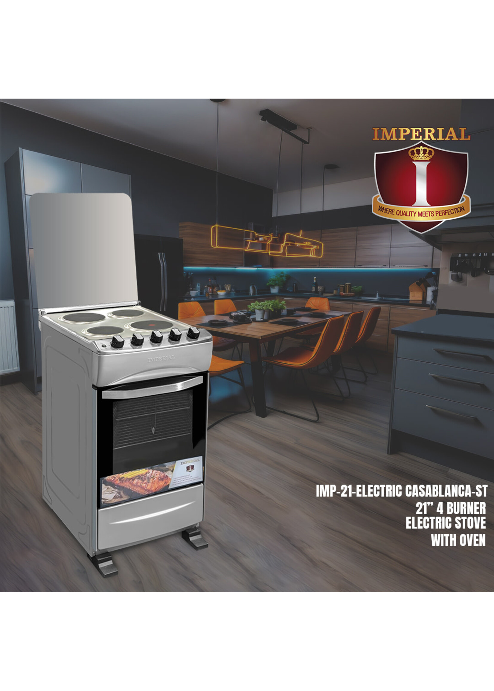 Imperial IMP-21-CASABLANCA-electric--ST IMPERIAL STOVE -STEEL-ELECTRIC 4 BURNER