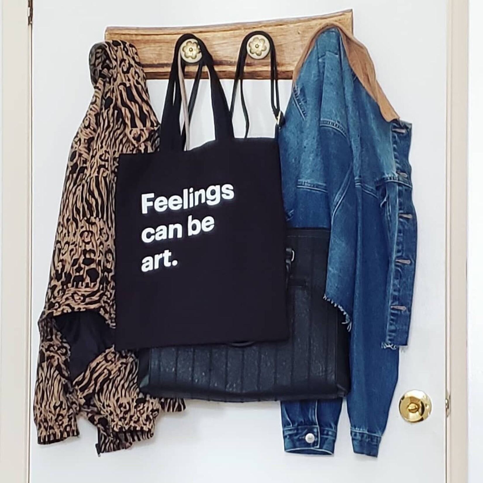 Feelings can be art. canvas tote