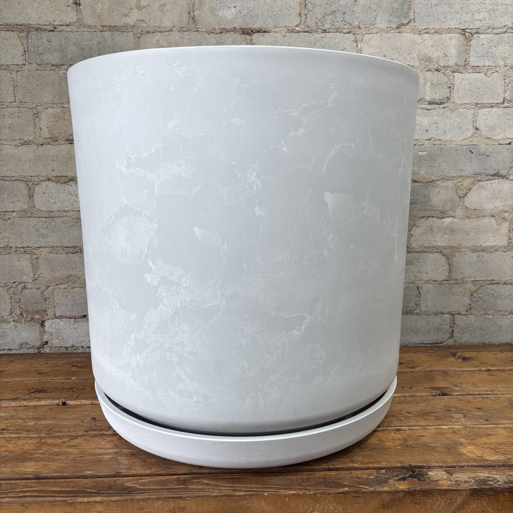 Upcycled Cylinder Pot with Saucer by Kanso Designs - Stone (fits 15")