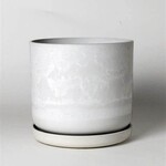 Upcycled Cylinder Pot with Saucer by Kanso Designs - Stone (fits 8")