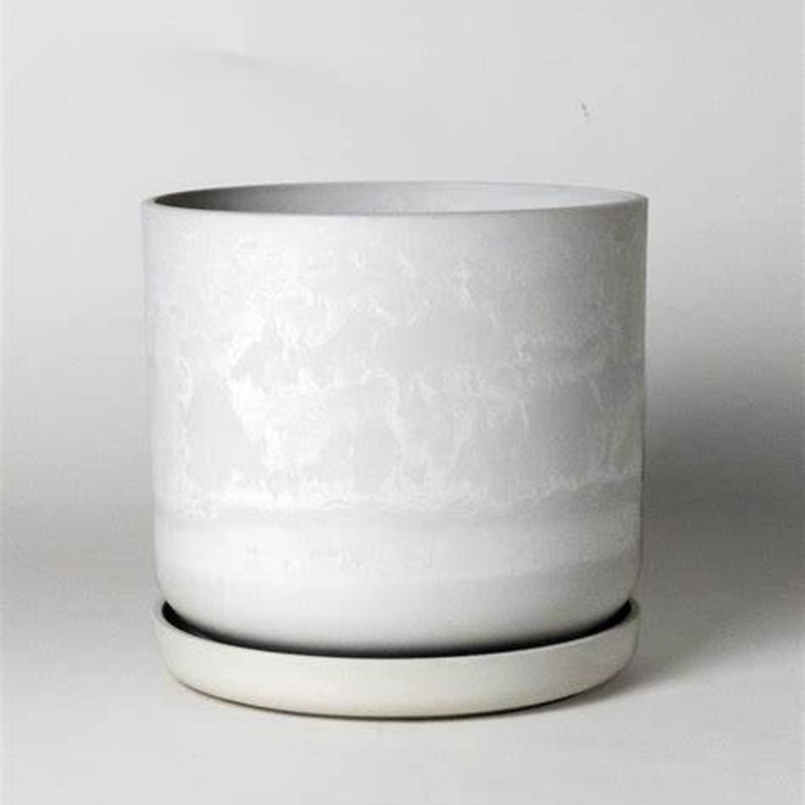 Upcycled Cylinder Pot with Saucer by Kanso Designs - Stone (fits 8")