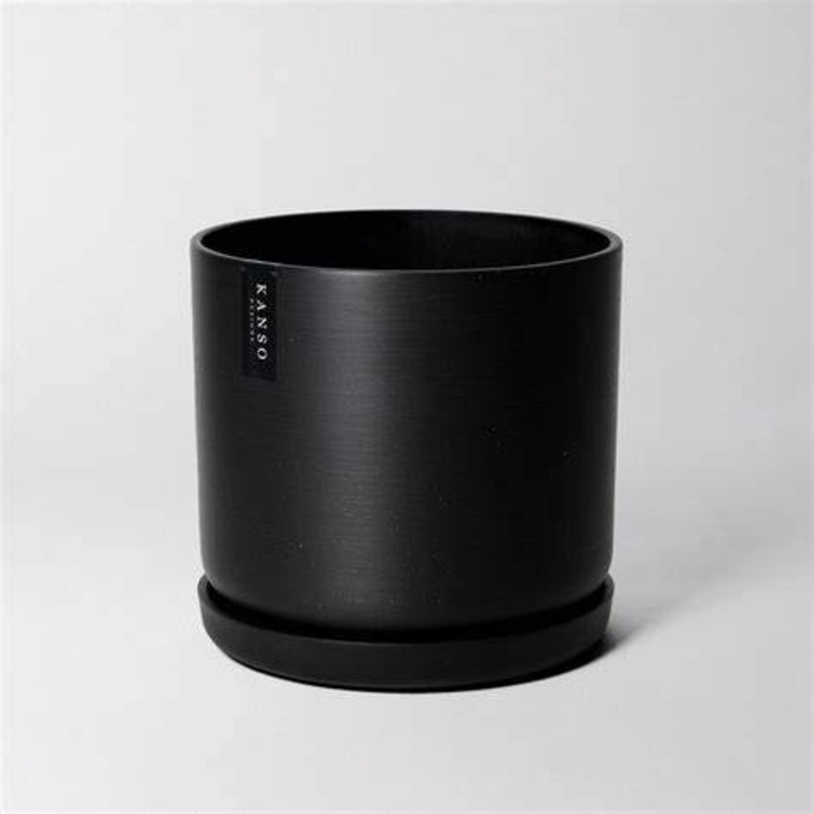 Upcycled Cylinder Pot with Saucer by Kanso Designs - Black (fits 12")