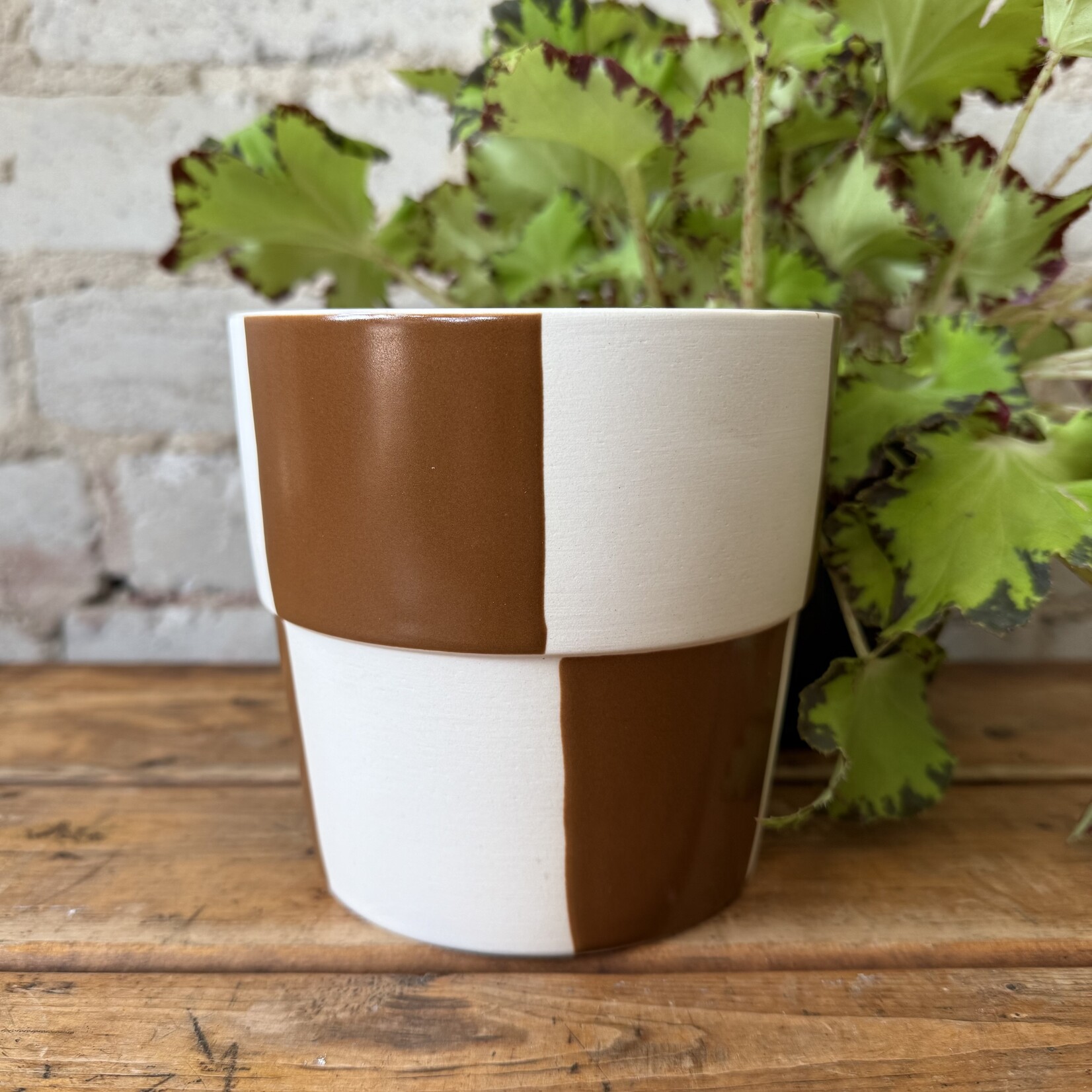 Checkerboard Pot Brown (fits 4.5”)