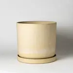 Upcycled Cylinder Pot with Saucer by Kanso Designs - Tatami Sand (fits 15")