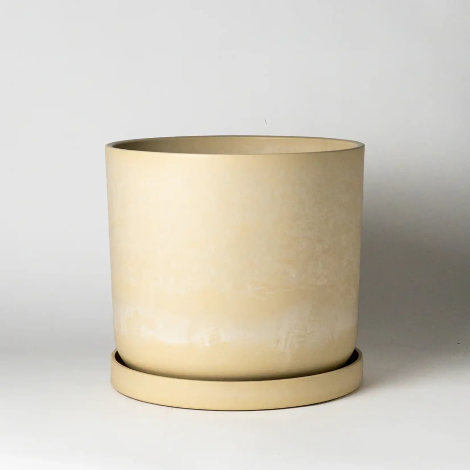 Upcycled Cylinder Pot with Saucer by Kanso Designs - Tatami Sand (fits 15")