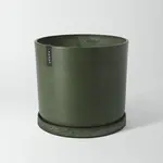 Upcycled Cylinder Pot with Saucer by Kanso Designs - Olive (fits 15")