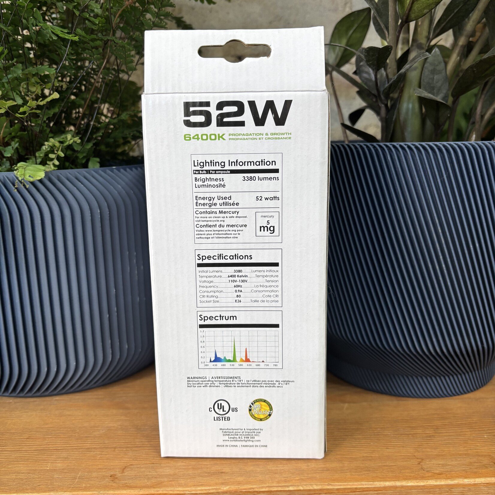 Sunblaster 52W Horticultural Light (Grow Bulb) Cold (6400k)
