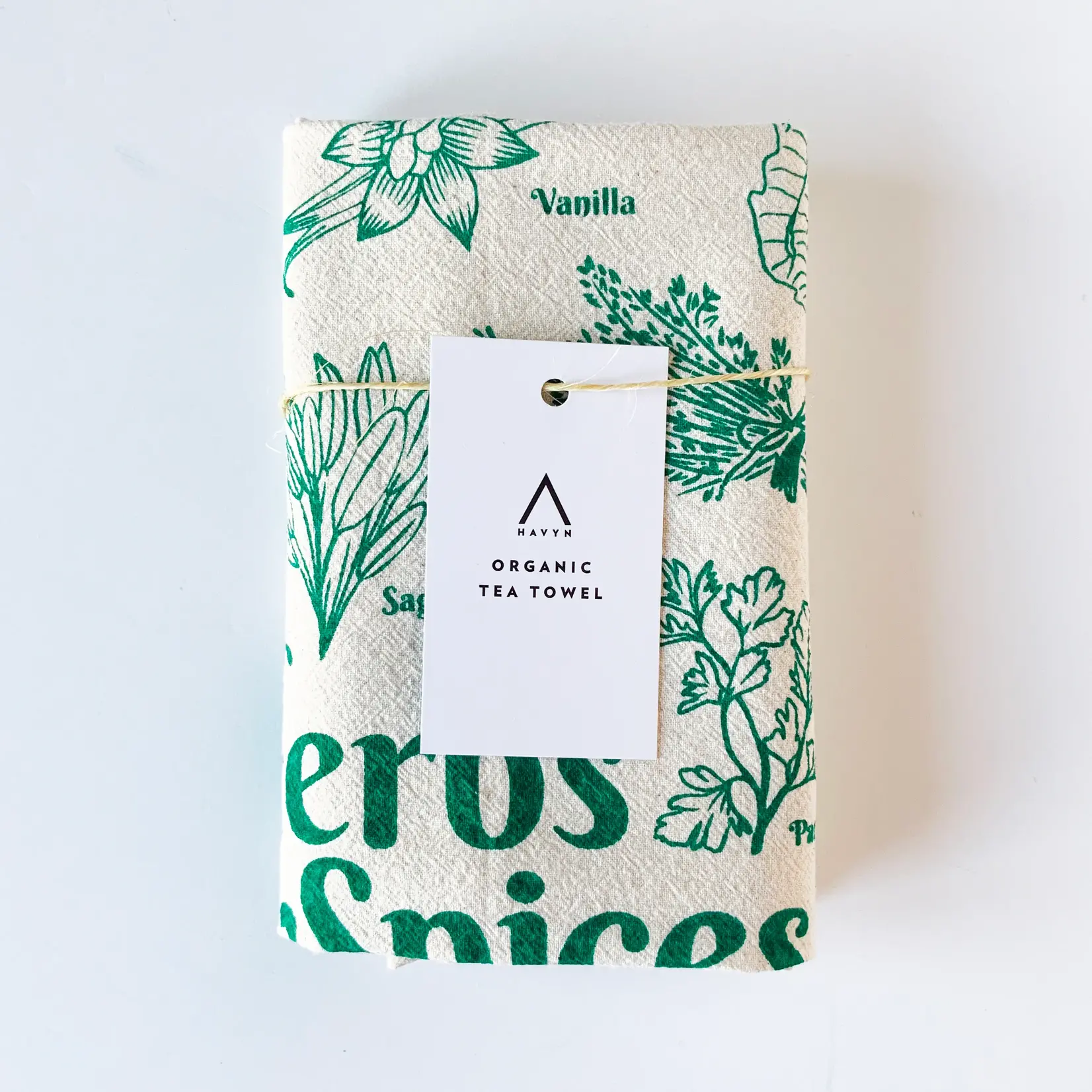 Screenprinted Tea Towel (by Havyn) Herbs