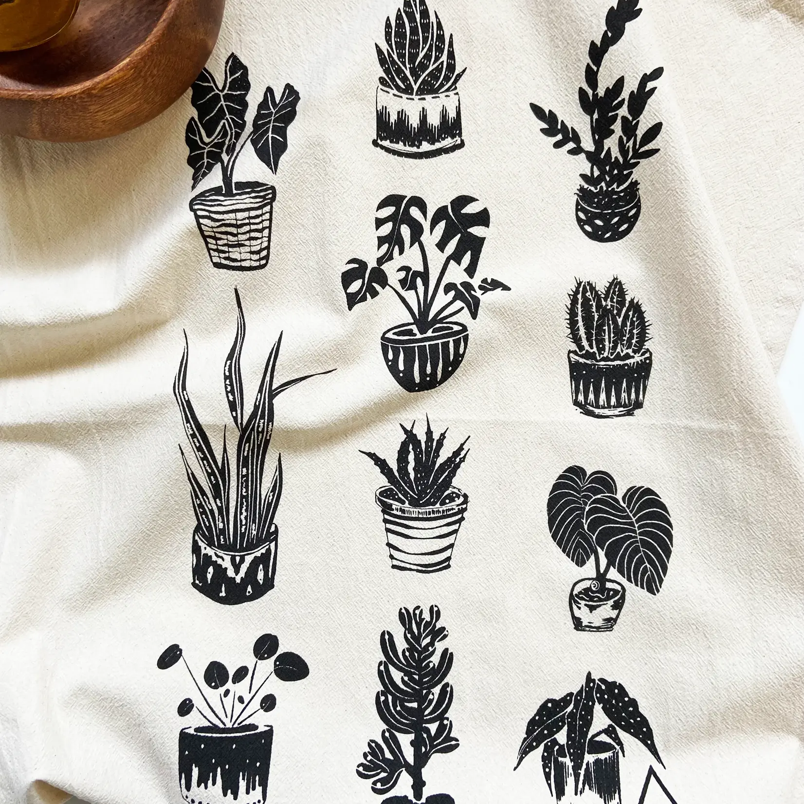 Screenprinted Tea Towel (by Havyn) Houseplants