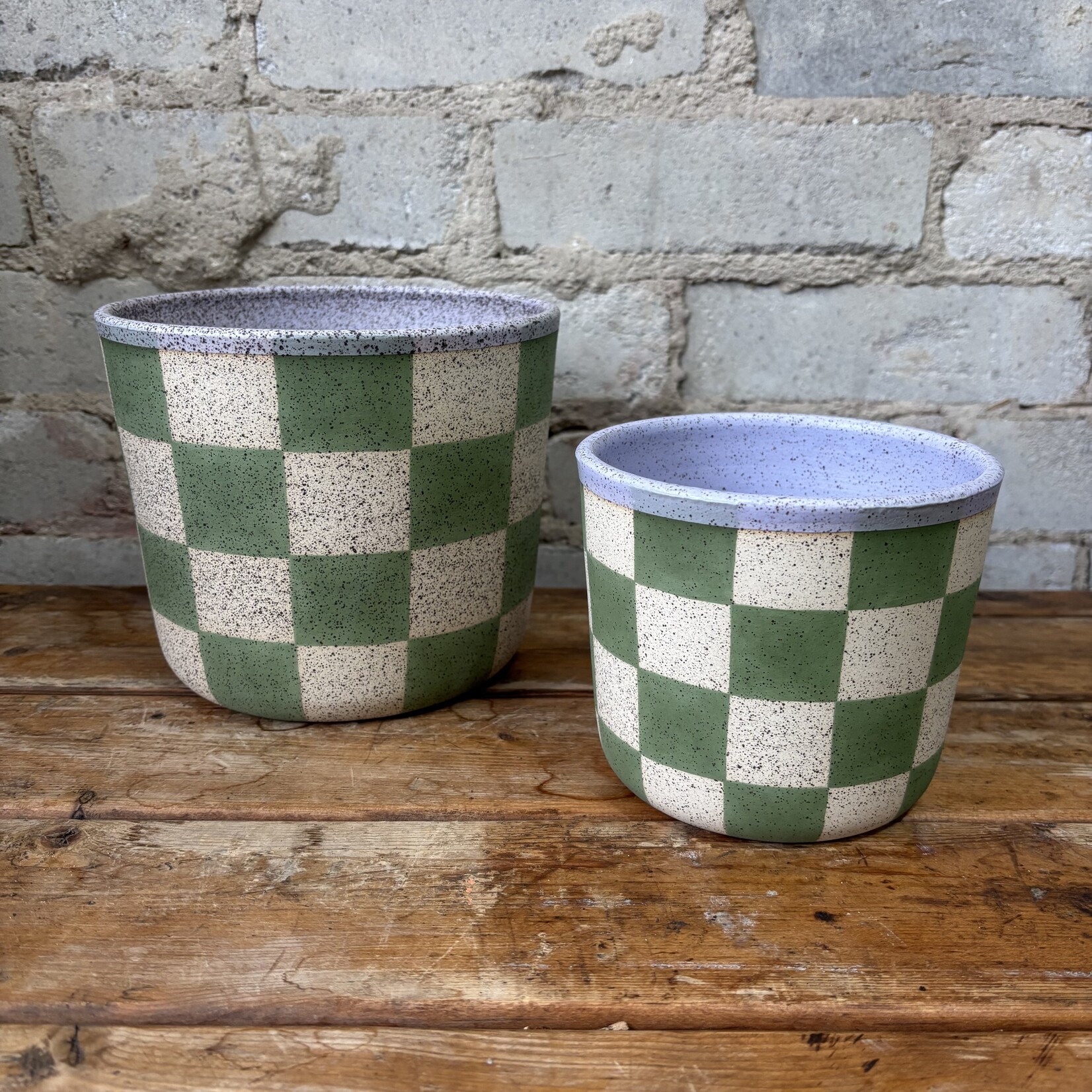 Jae Polgar Ceramics Spearmint Checkerboard 4.5"