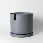 Upcycled Cylinder Pot with Saucer by Kanso Designs - Marbled Grey (fits 8")
