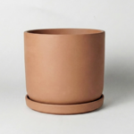 Upcycled Cylinder Pot with Saucer by Kanso Designs - Clay (fits 8")