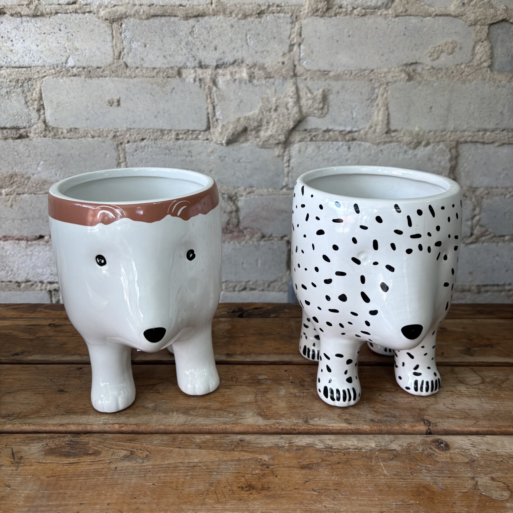 Fauna Pot with legs (fits 4") Polar Bear