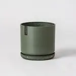 Upcycled Cylinder Pot with Saucer by Kanso Designs - Olive (fits 8")