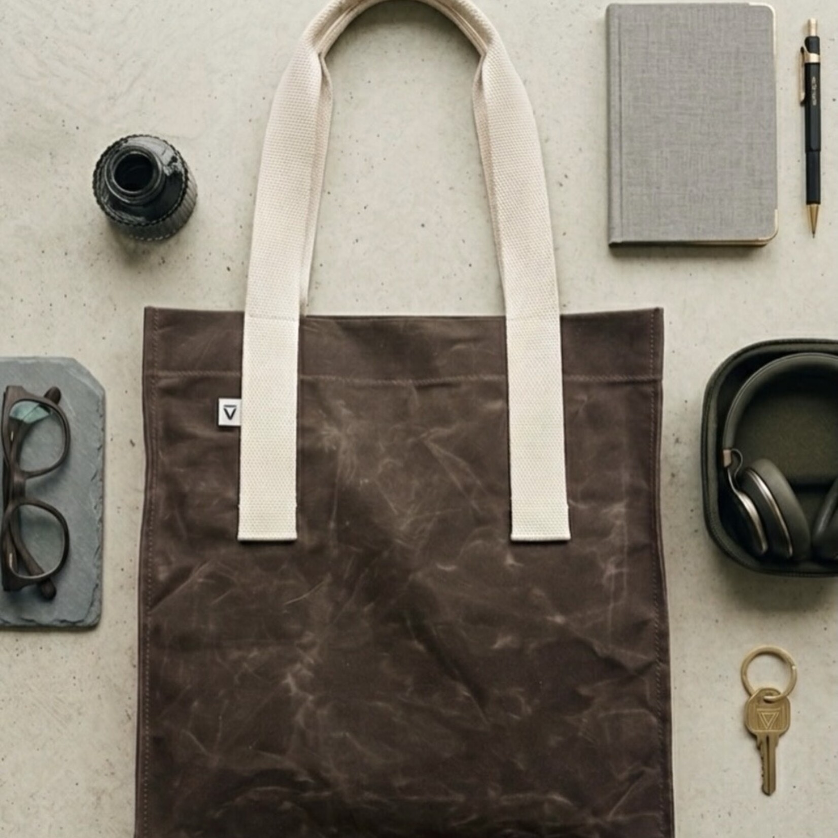 Vela VELA Waxed Canvas Tote Bag - Saddle
