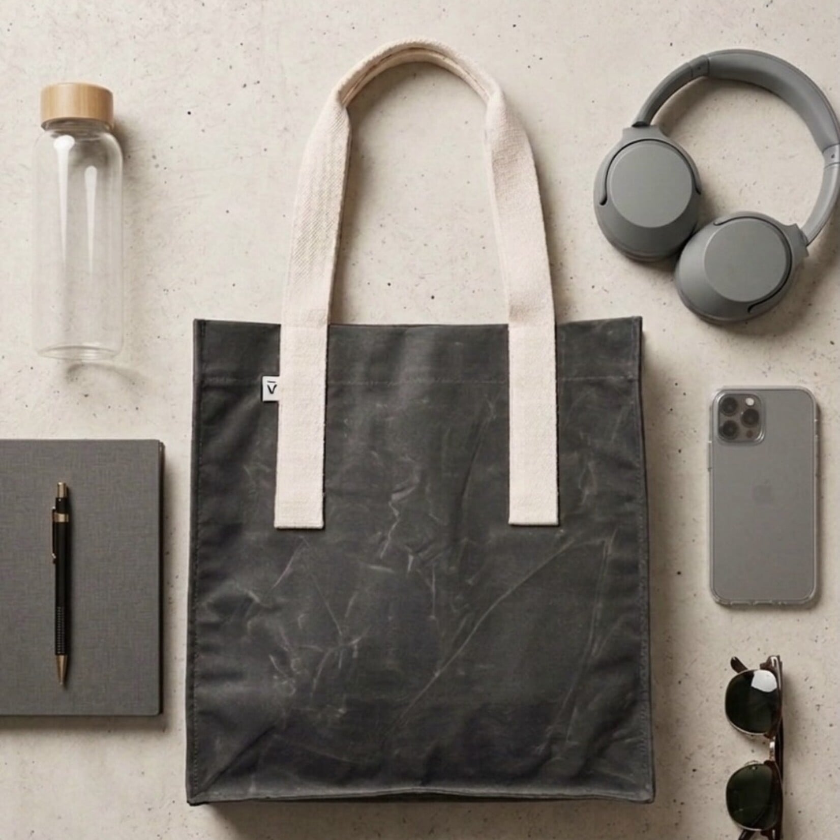 Vela VELA Waxed Canvas Tote Bag - Concrete