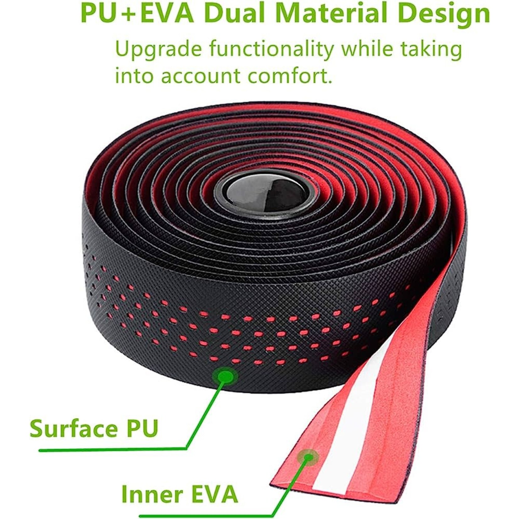 ROCKBROS Cinta para manubrio de bicicleta Rockbros.Color negro/Rojo