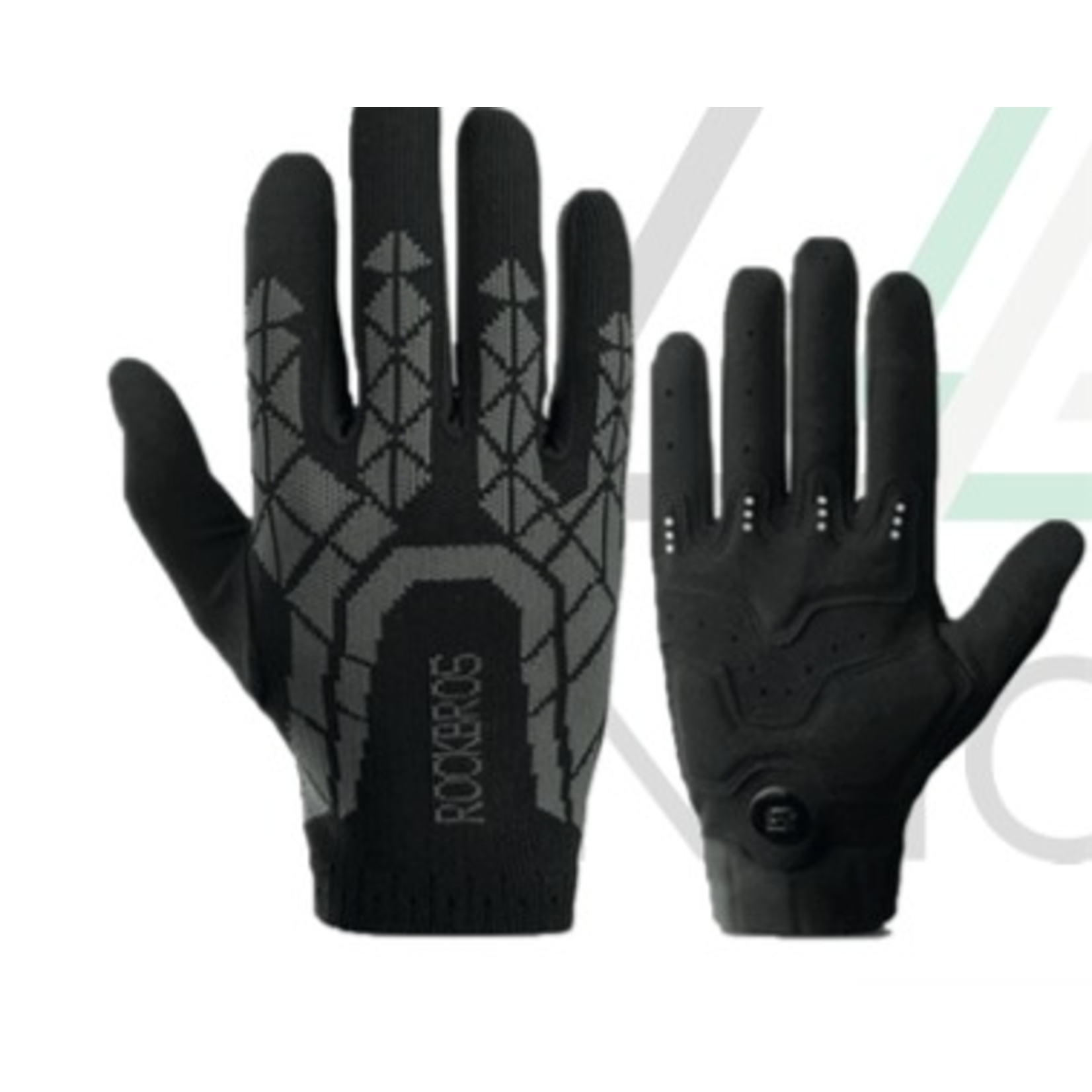 ROCKBROS Guantes de ciclismo completos RockBros (negros con triangulo gris) Talla S