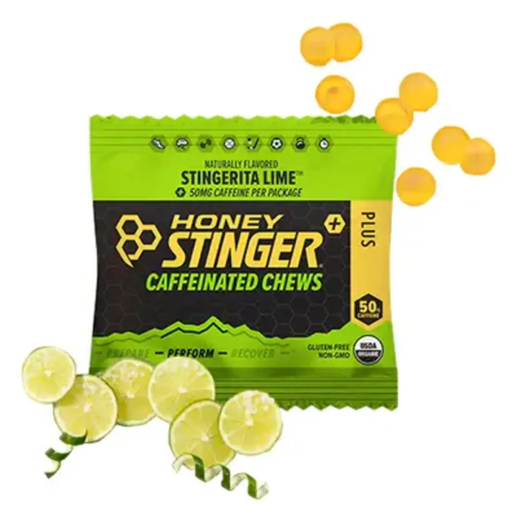 HONEY STINGER Honey Stinger Energy Chews sabor Stingerita Lime con 50mg de cafeína.