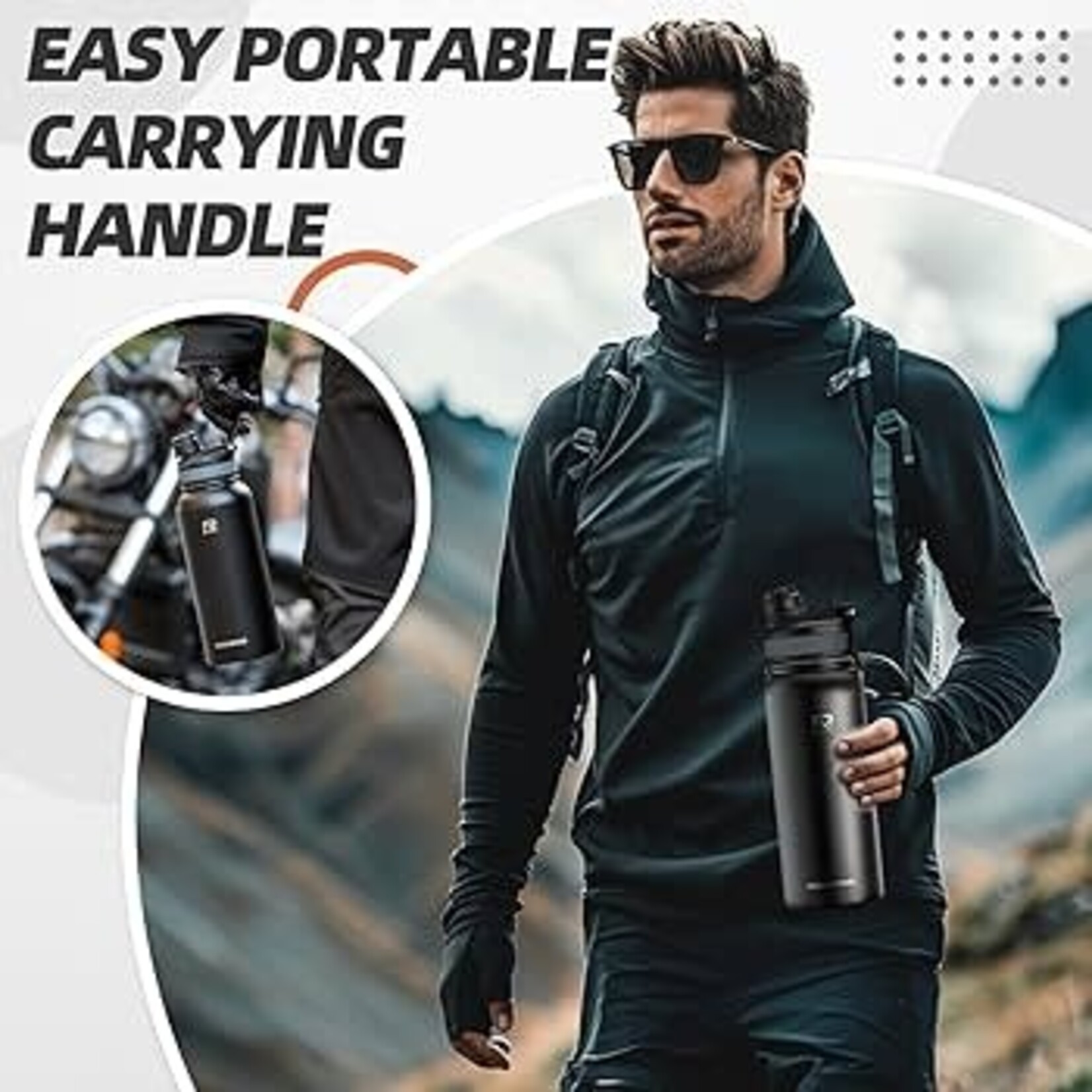 ROCKBROS Termo de agua térmico para ciclismo hervidor aislado de gran capacidad de 1.2L. Rockbros