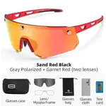 ROCKBROS Lentes Polarizados de ciclismo con 2 micas magnéticas color rojo Rockbros.