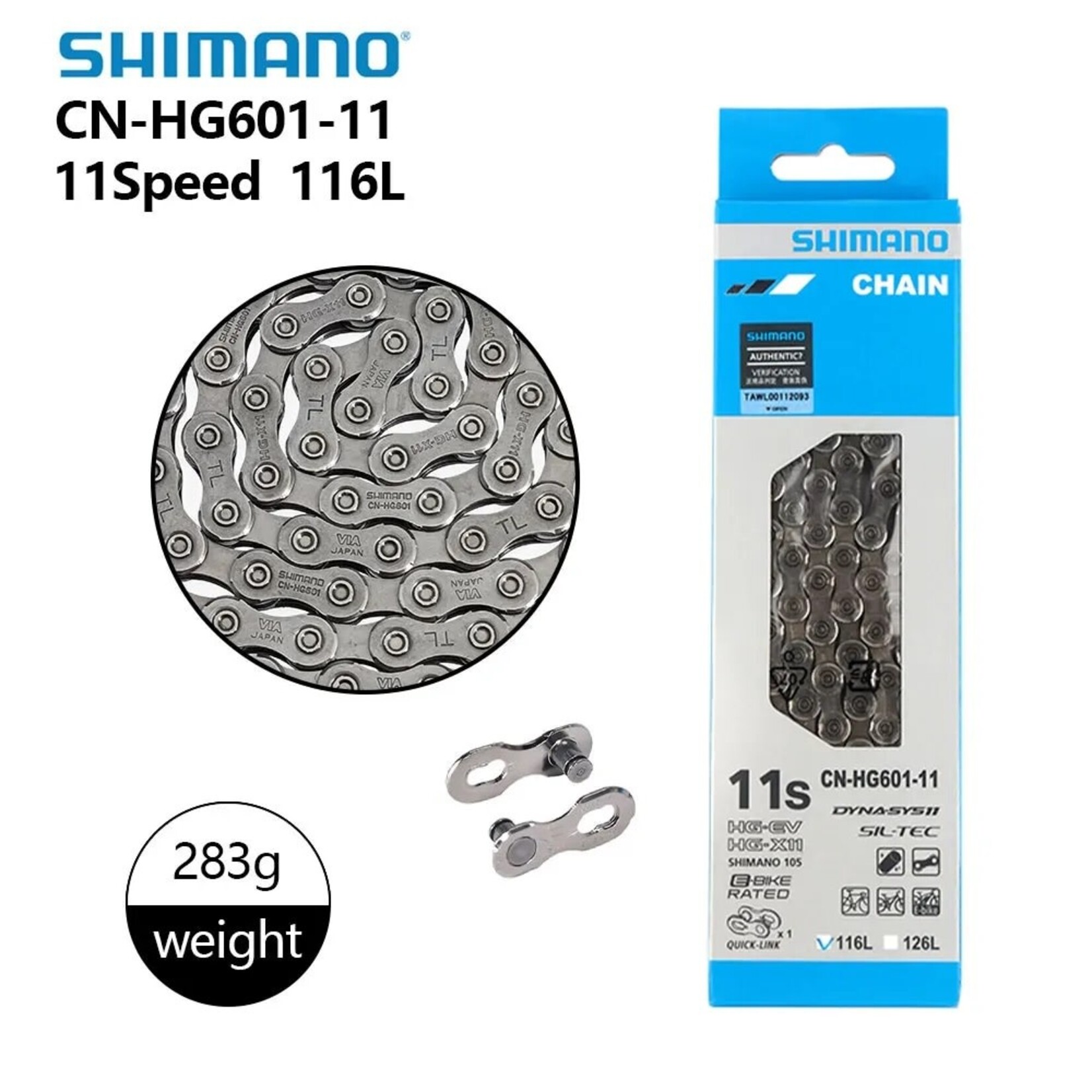 SHIMANO Cadena para bicicleta HG601 11V CN-HG601 116L Shimano